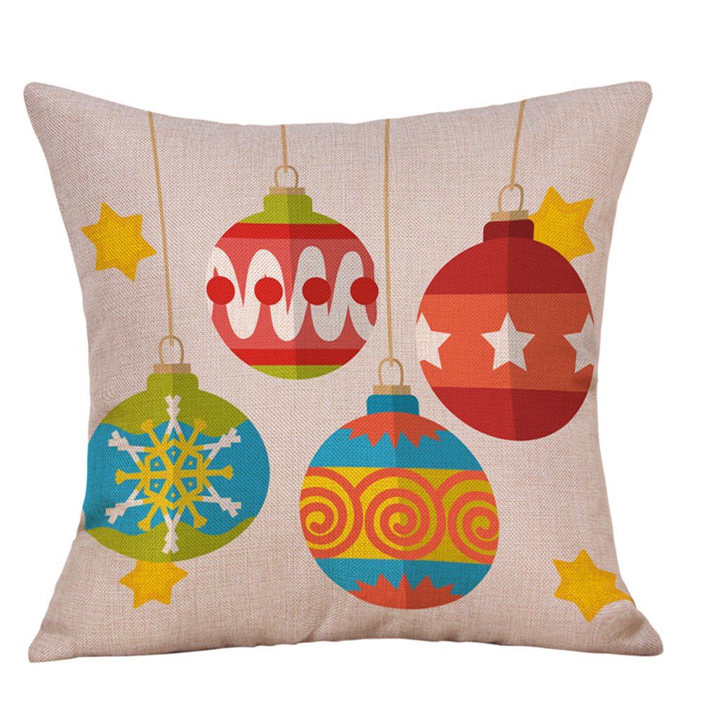

Christmas Hanging Baubles Print Decorative Linen Pillowcase, Colormix