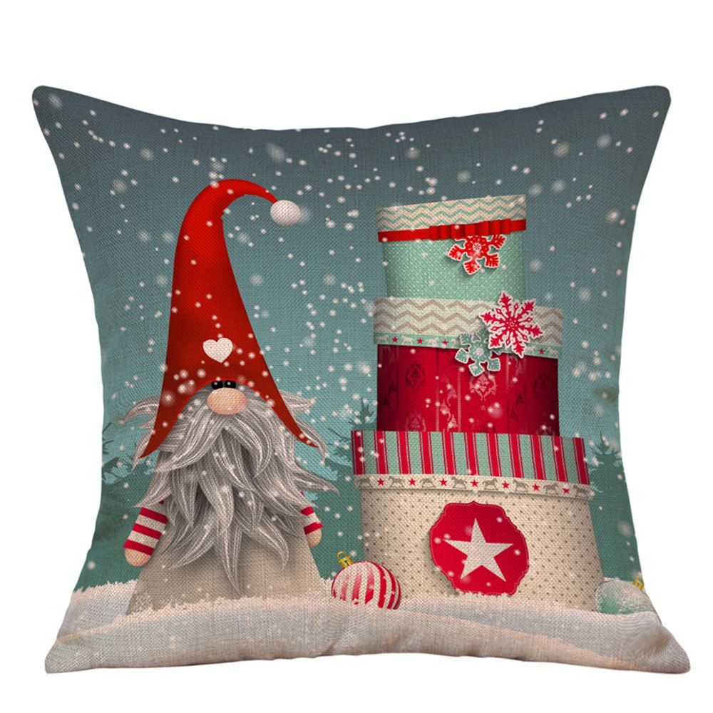 

Snowy Christmas Gifts Print Decorative Linen Pillowcase, Colormix