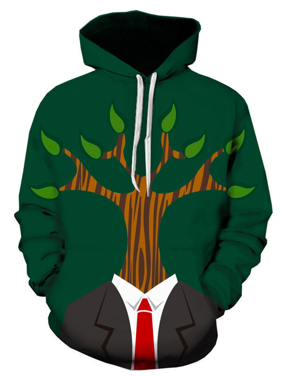 

3D Tree Man Print Pullover Hoodie, Colormix