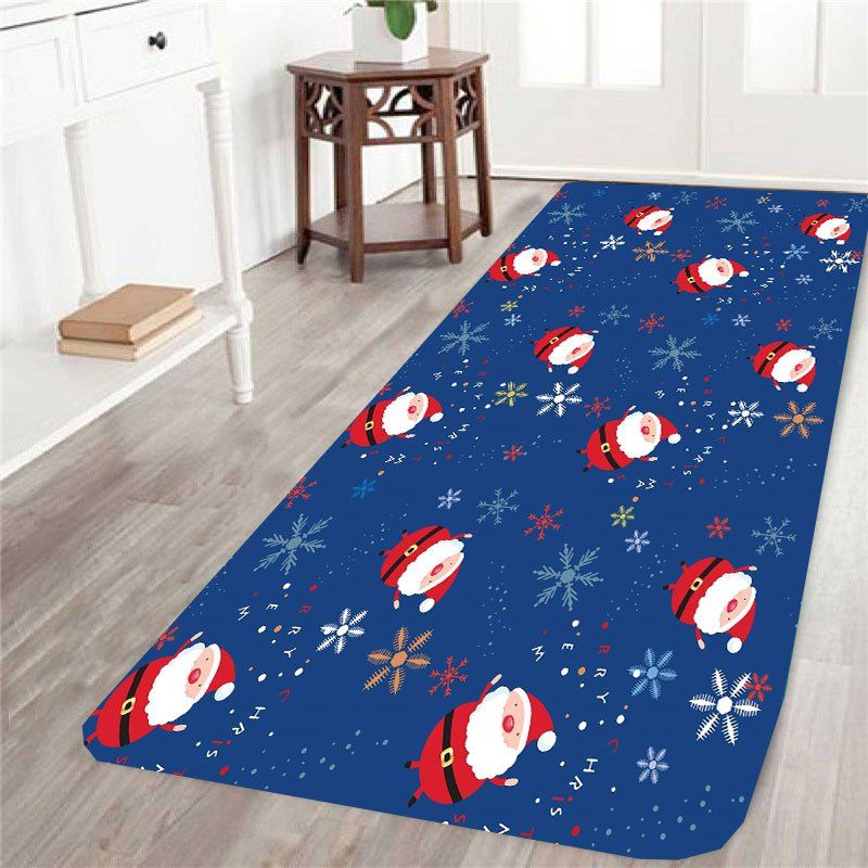

Skidproof Snowflake Santa Printed Rug, Blue