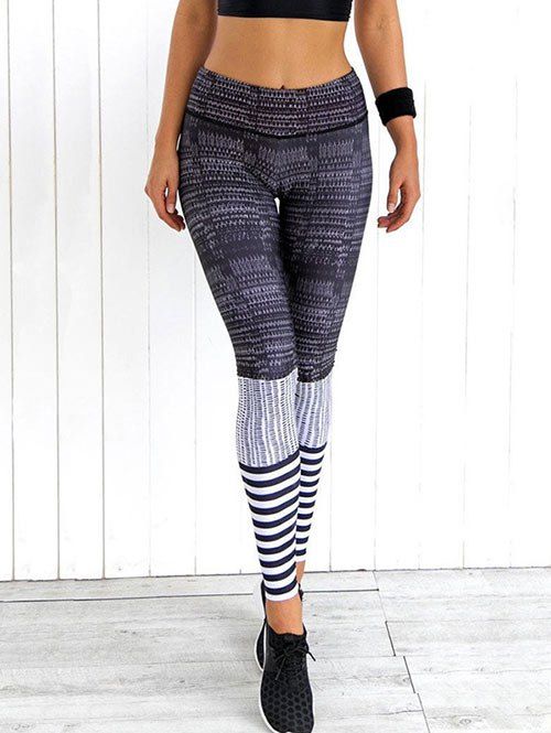 

High Waist Skinny Printed Yoga Leggings, Colormix