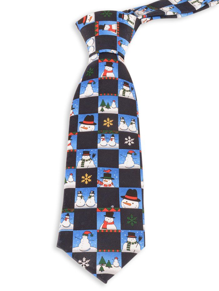 

Christmas Snowman and Snowflake Pattern Novelty Christmas Necktie, Royal