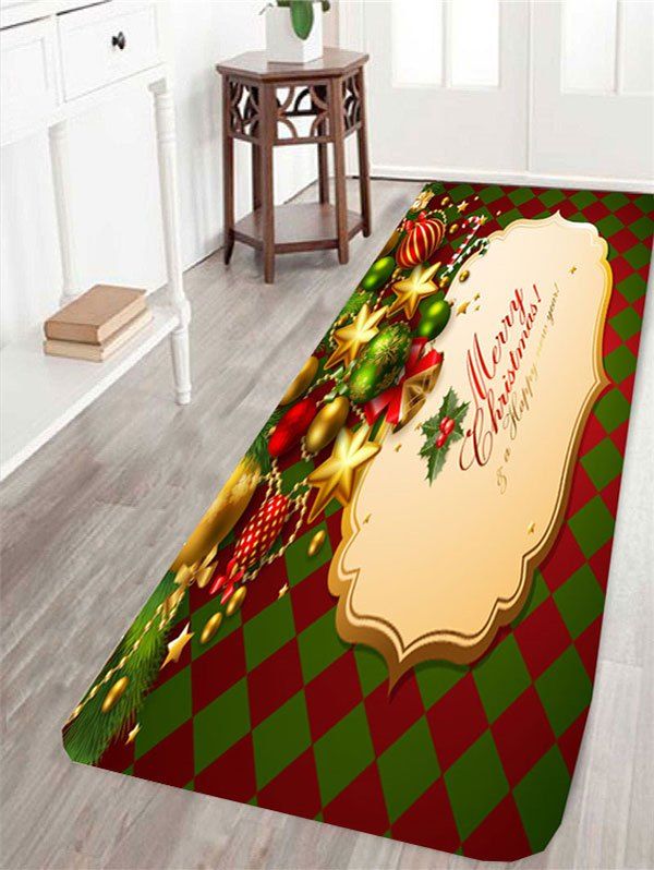 

Christmas Ball and Rhombus Pattern Skidproof Rug, Colorful