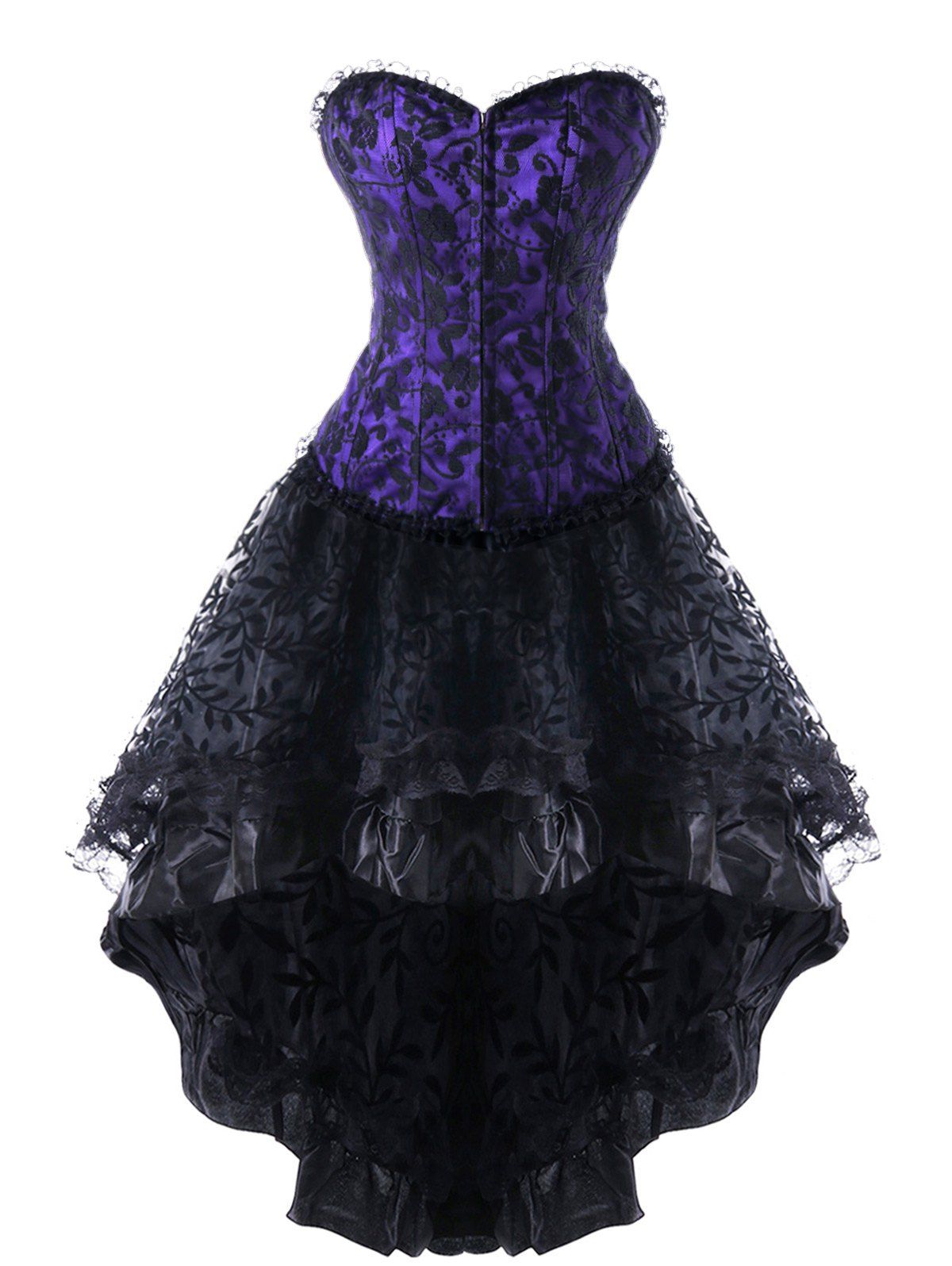 

Strapless Lace Up Steel High Low Dress, Purple
