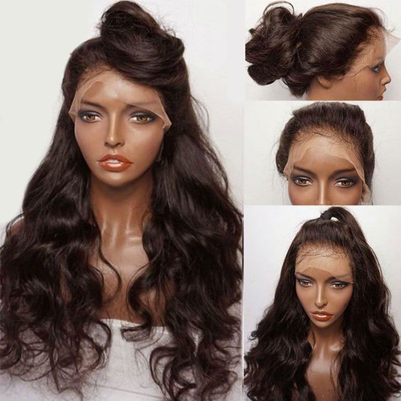 

Long Free Part Fluffy Wavy Lace Front Synthetic Wig, Deep brown
