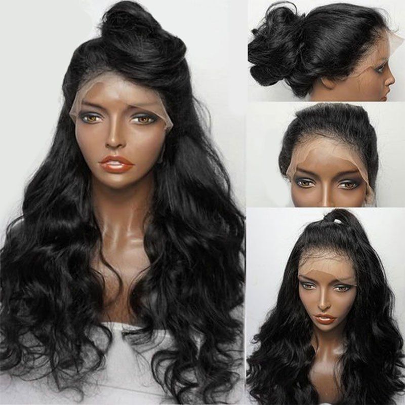 

Long Free Part Fluffy Wavy Lace Front Synthetic Wig, Natural black