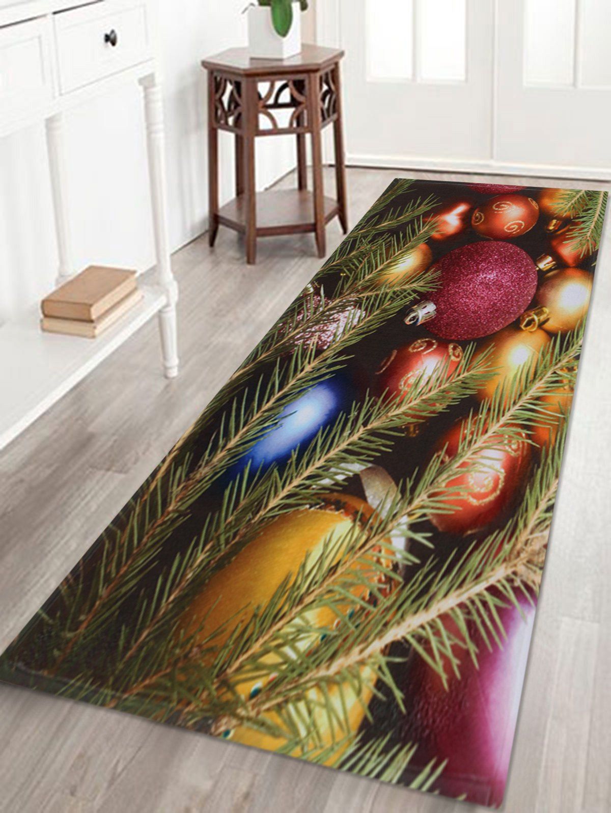 

Christmas Colorful Balls Print Nonslip Fleece Bath Rug