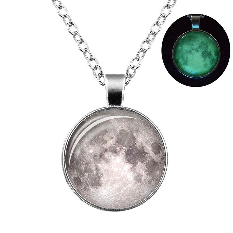 

Sky Print Round Pendant Necklace, Gray