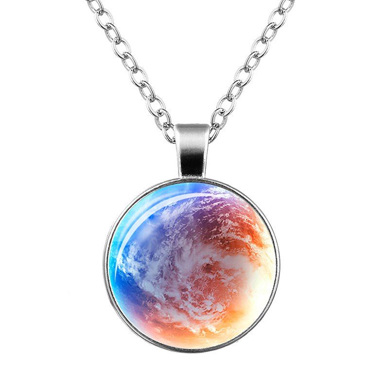 

Sky Print Round Pendant Necklace, Orange