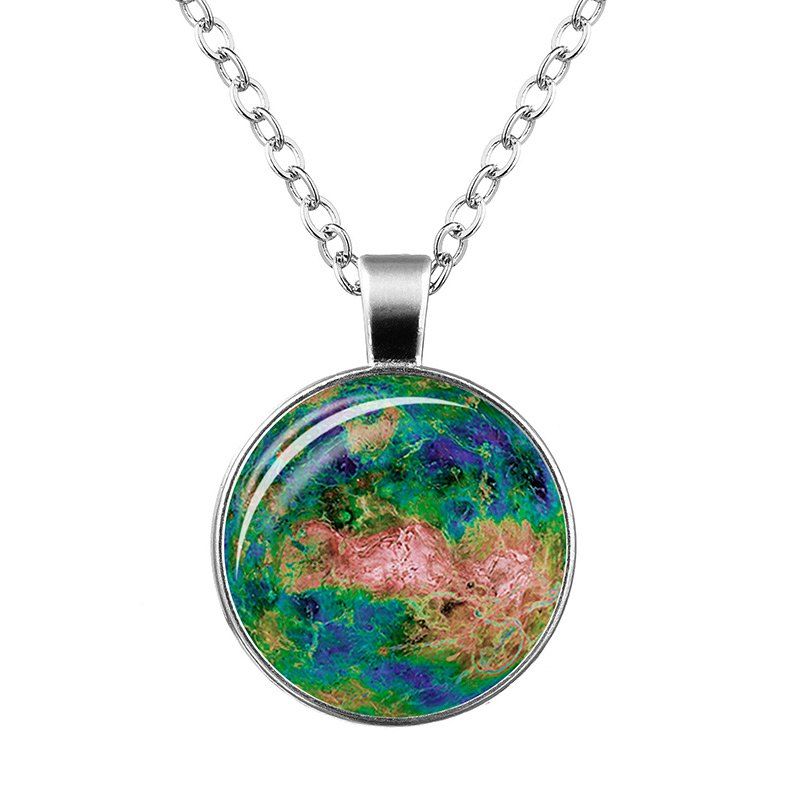 

Sky Print Round Pendant Necklace, Green