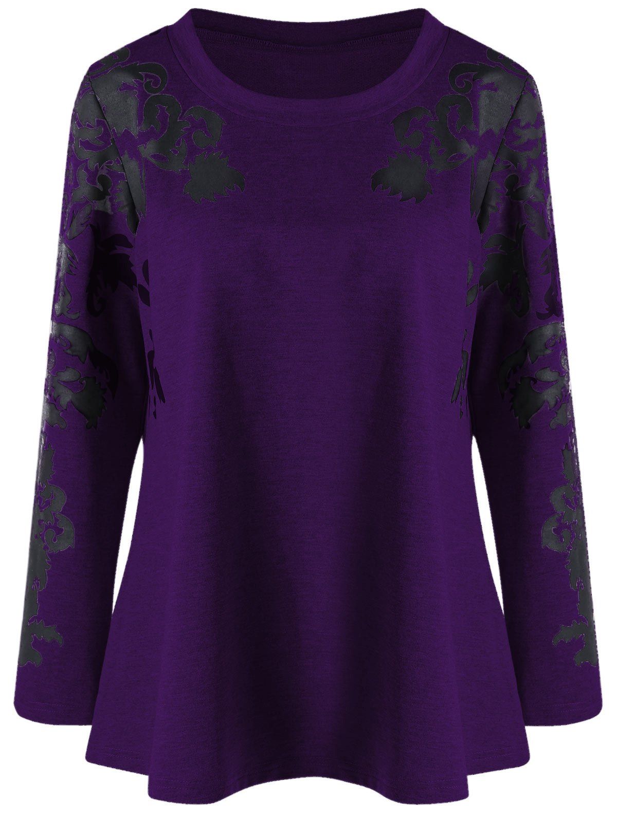 

Raglan Sleeve Plus Size Print Top, Deep purple