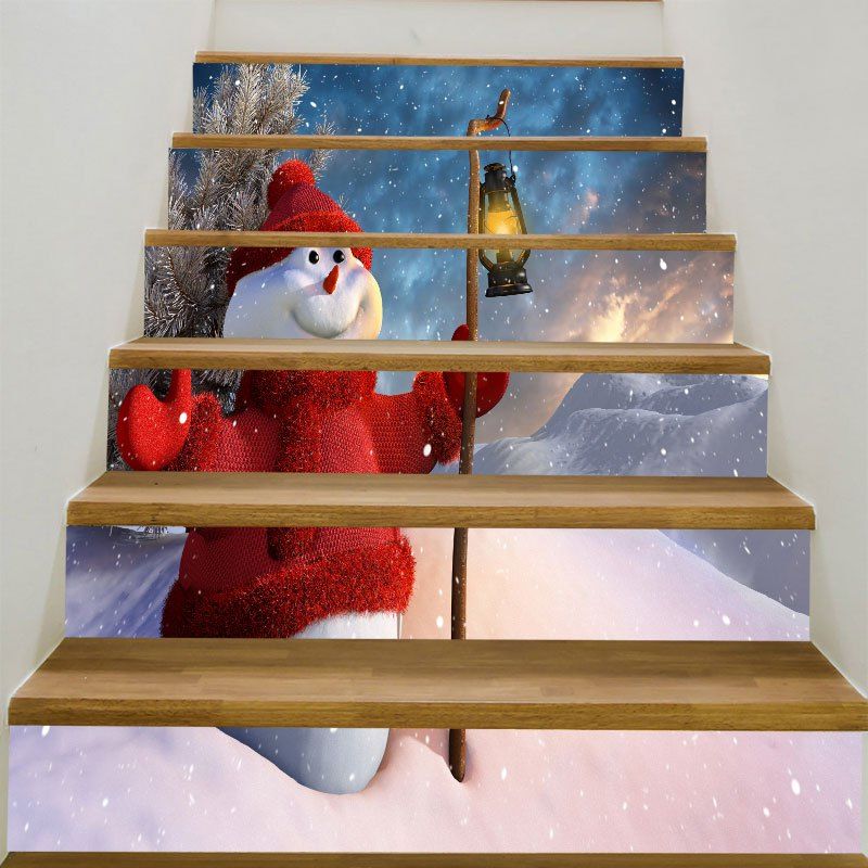 

Christmas Snowman Lighting Printed Stair Stickers, Colorful
