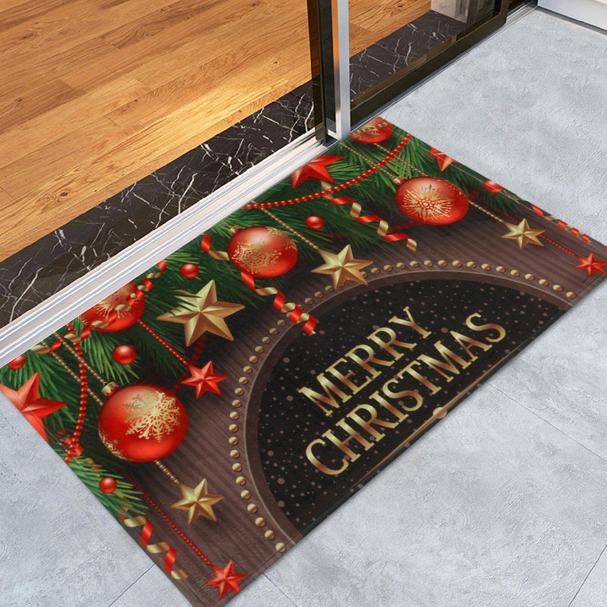 

Christmas Decorations Print Antiskid Coral Fleece Bath Mat, Colormix