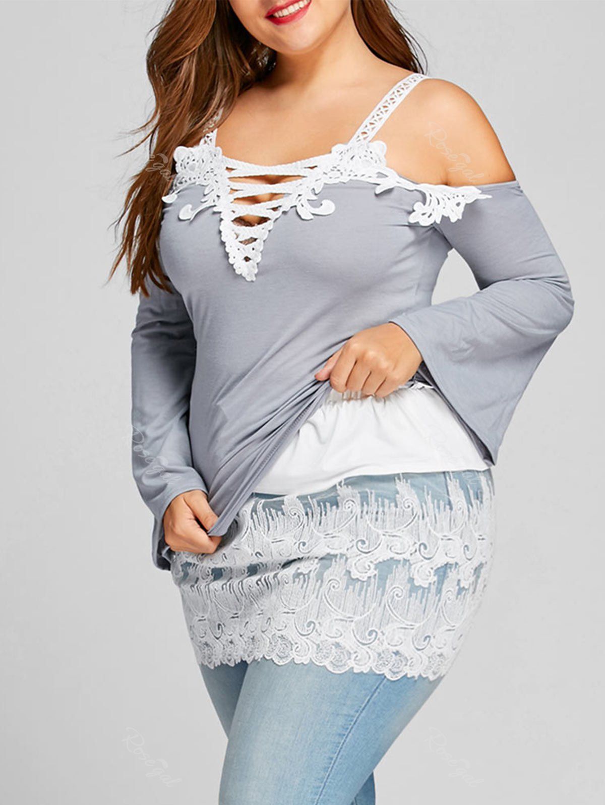 [26% OFF] Plus Size Sheer Embroidered Lace Extender Skirt | Rosegal