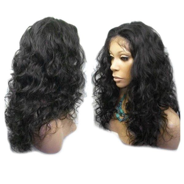 

Long Center Parting Fluffy Wavy Lace Front Synthetic Wig, Natural black