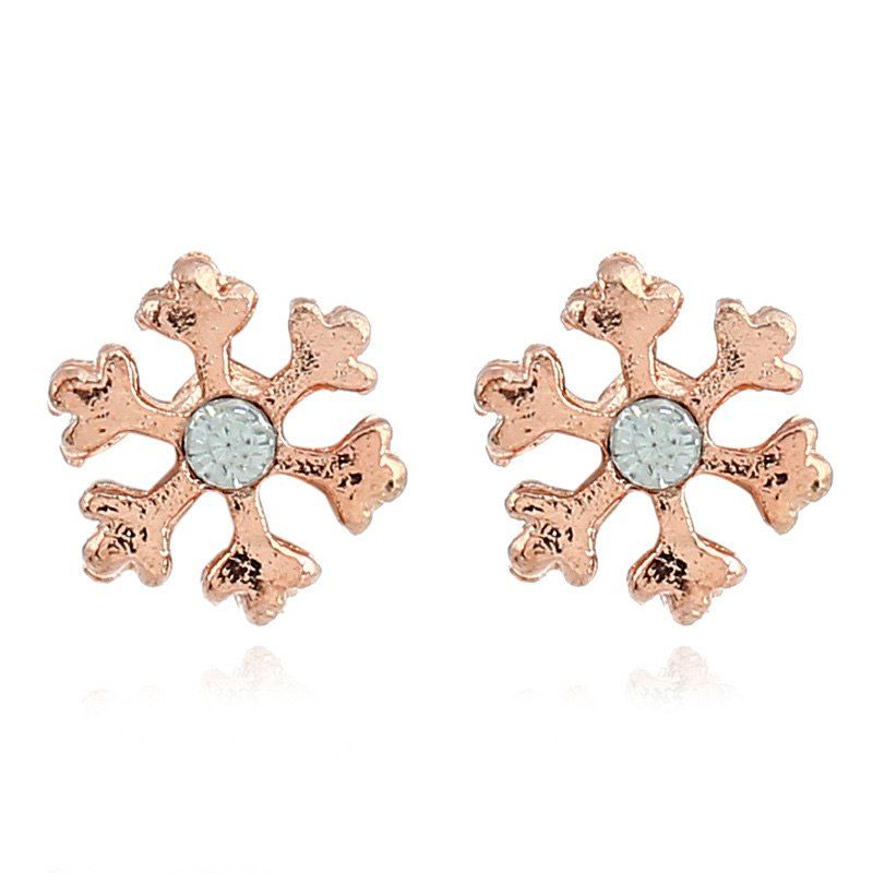 

Rhinestone Snowflake Christmas Stud Earrings, Golden