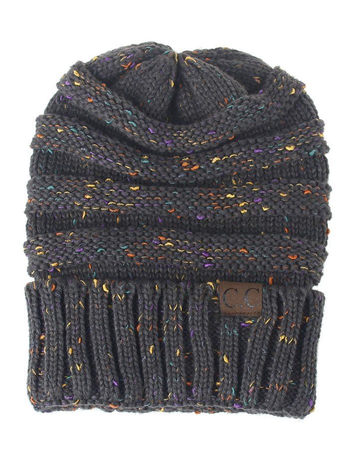 

Outdoor CC Label Decorated Colormix Knitted Beanie, Dark gray