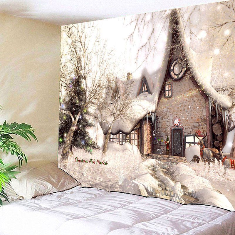 

Wall Hanging Christmas Snowscape Pattern Tapestry, Colormix