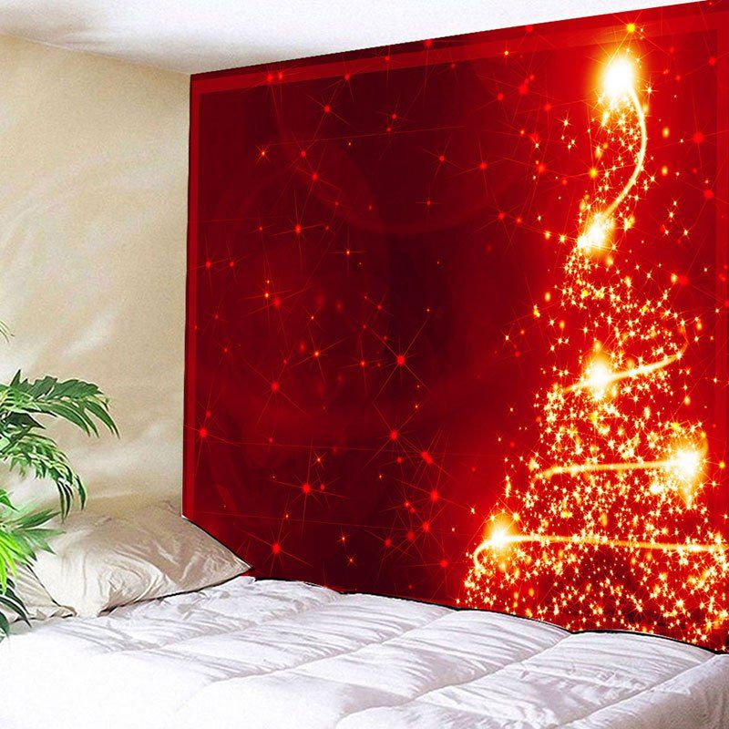 

Wall Hanging Sparkling Christmas Tree Printed Tapestry, Red
