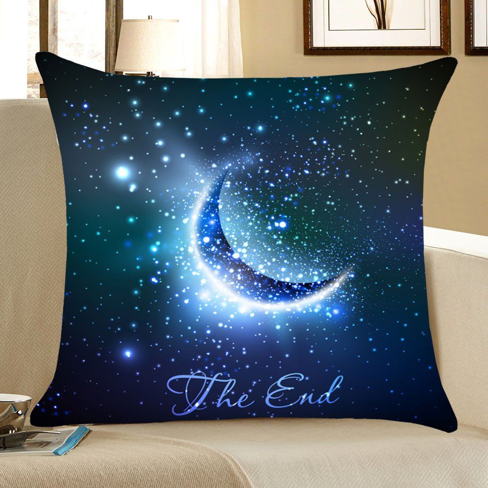

Starry Moon Night Print Throw Pillow Case, Purplish blue
