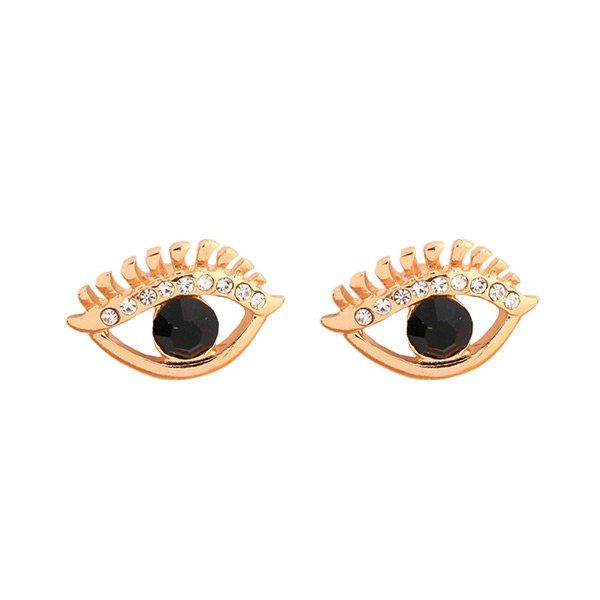 

Alloy Rhinestone Owl Eye Stud Earrings, Golden