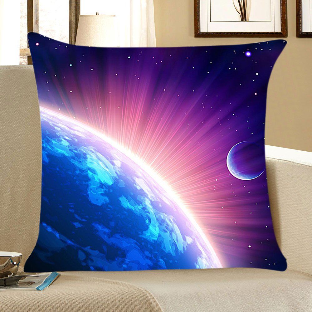 

Cosmic Starlight Print Linen Throw Pillow Case, Blue and purple