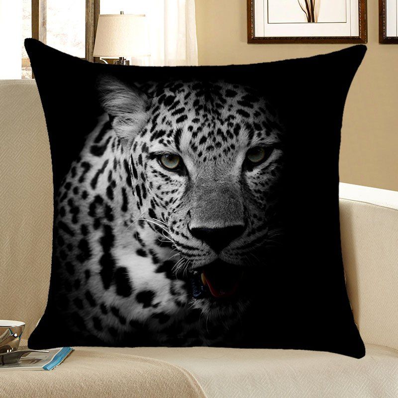 

Dark Night Leopard Pattern Throw Pillow Case, Black