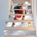 Autocollants d'Escalier Motif Père Noël Marchant dans la Neige - Rouge et Blanc 6 PCS: 39 * 7 pouces (Pas de cadre)