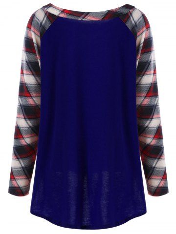 

Plus Size Raglan Sleeve Plaid T-shirt, Blue