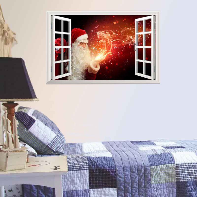 

Magic Santa Claus 3D Christmas Removable Wall Sticker, Flame red