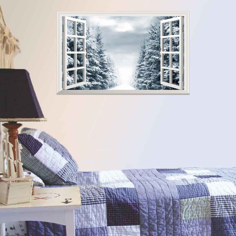 

Removable 3D Window Scenery Christmas Decorative Wall Sticker, White