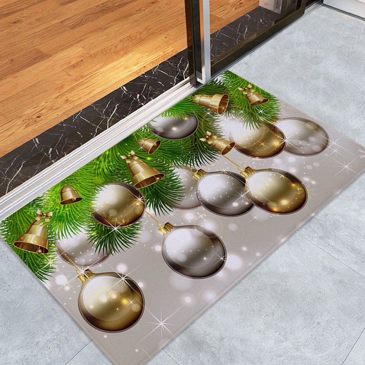

Christmas Pine Balls Pattern Anti-skid Water Absorption Area Rug, Colormix
