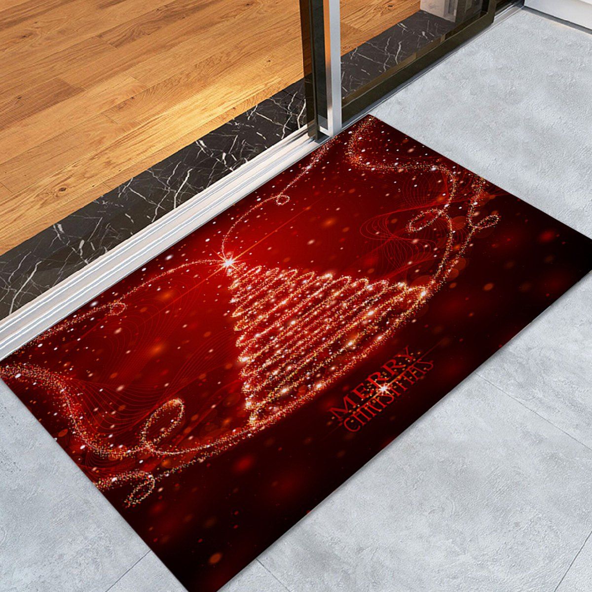 

Christmas Star Tree Letter Pattern Anti-skid Water Absorption Area Rug, Red
