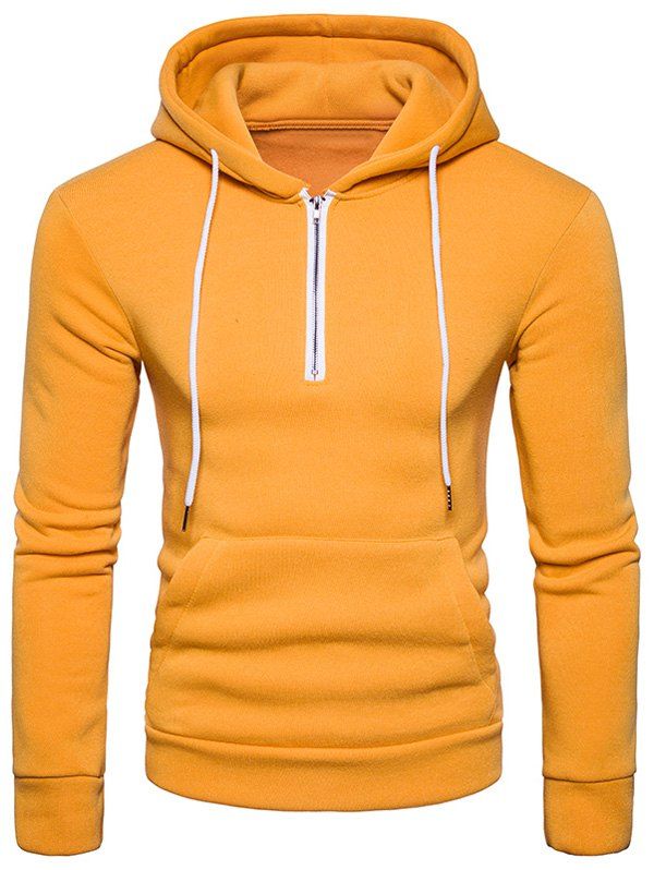 [67 OFF] Half Zip Pouch Pocket Fleece Pullover Hoodie Rosegal