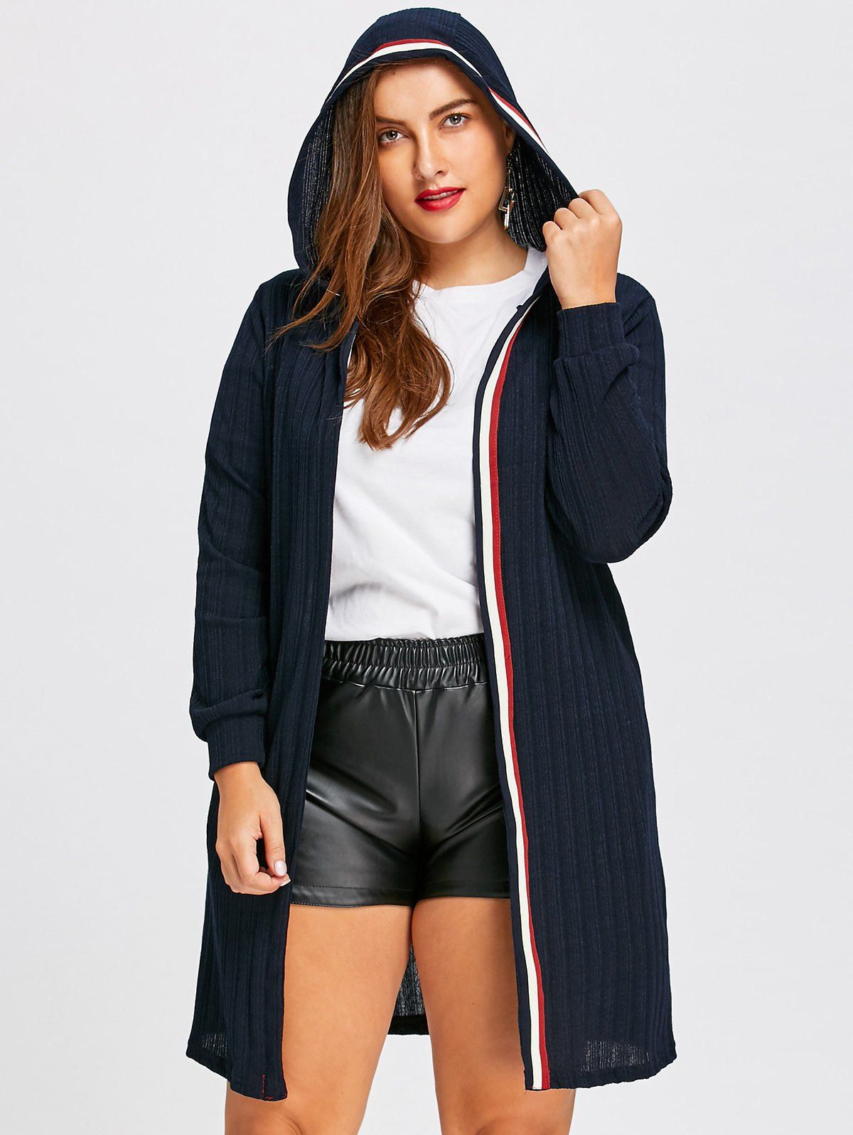 plus size hooded cardigan