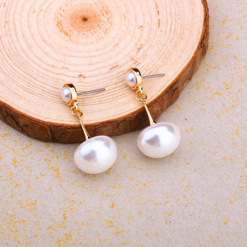 

Faux Pearl Unique Earrings, White