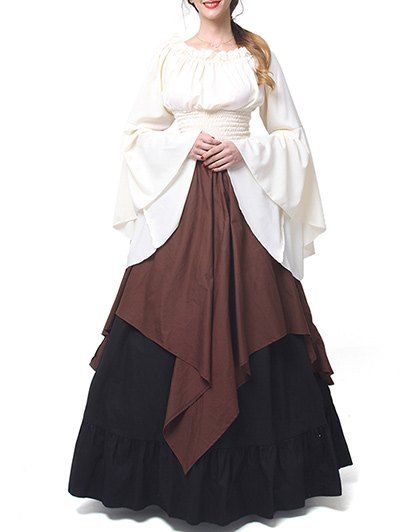

Floor Length Flare Sleeve Prom Dress, Off-white