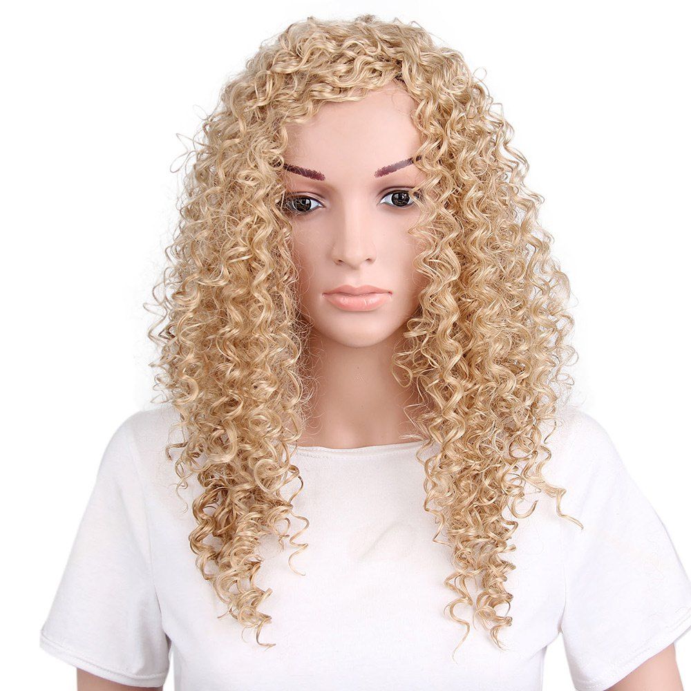 

Long Inclined Bang Fluffy Curly Synthetic Wig, Golden
