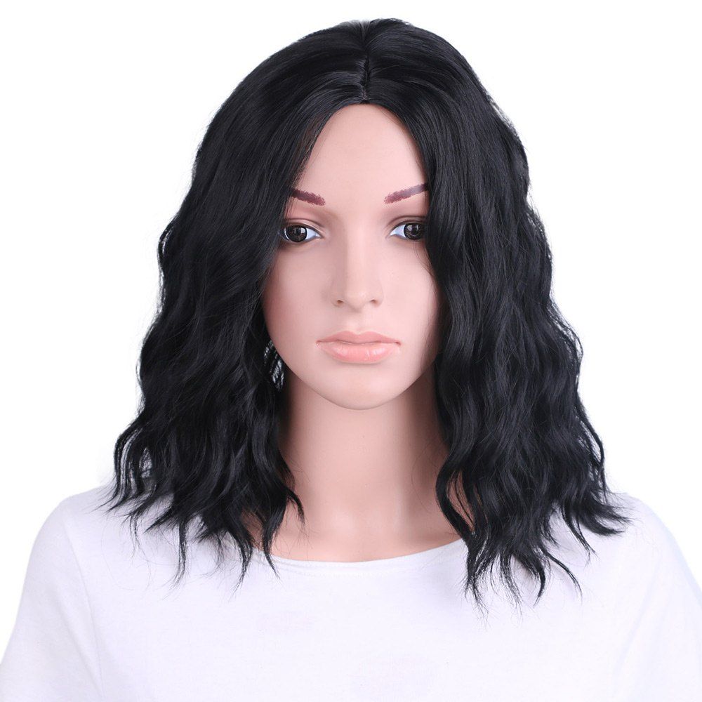 

Medium Center Part Natural Wavy Synthetic Wig, Black