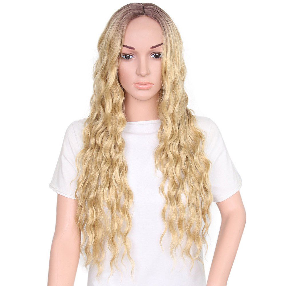 

Long Middle Part Wavy Heat Resistant Synthetic Wig, Golden