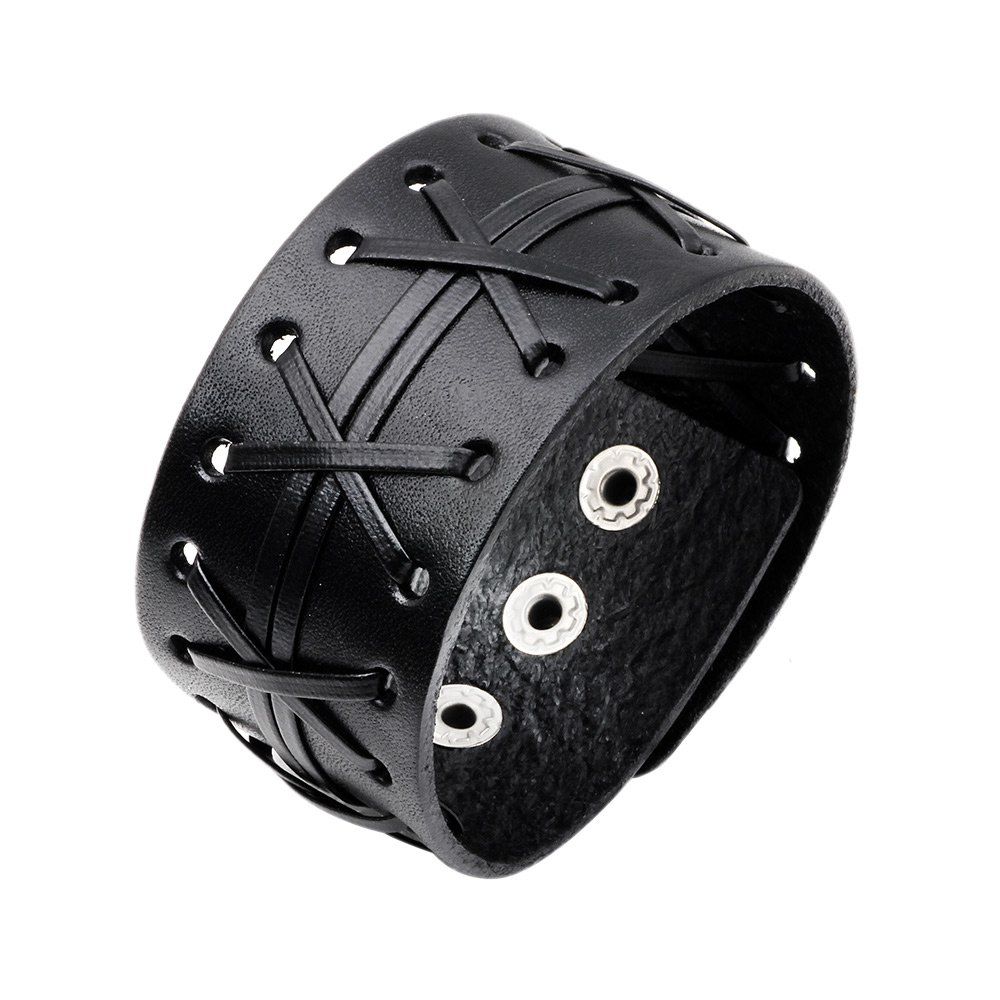 

Punk Artificial Leather Braid Bracelet, Black