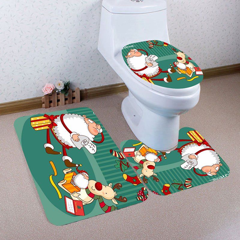 

Cartoon Father Christmas Pattern 3Pcs Bathroom Mats Set, Colorful