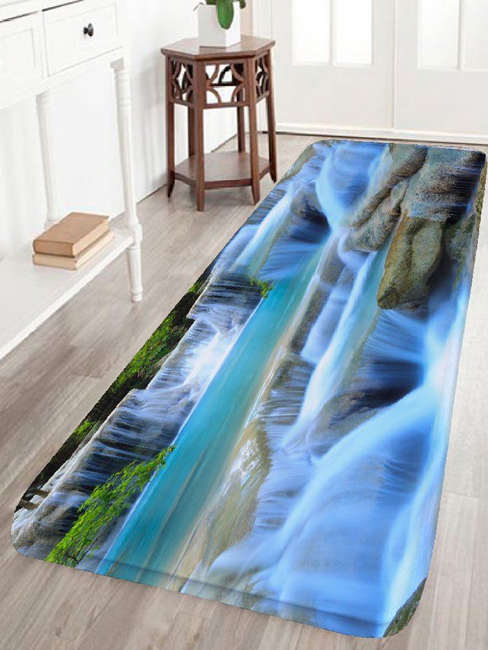 

3D Stream Landscape Print Flannel Nonslip Bath Mat, Colormix