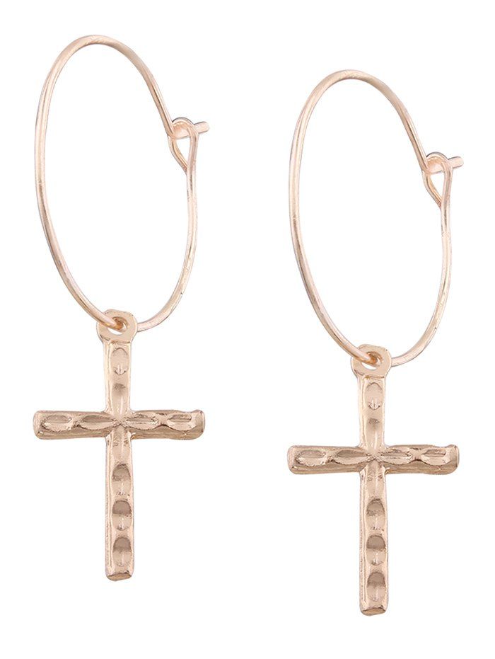 

Crucifix Circle Hoop Drop Earrings, Golden