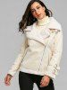 Oblique Zipper Lapel Faux Shearling Coat -  