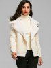 Oblique Zipper Lapel Faux Shearling Coat -  