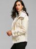 Oblique Zipper Lapel Faux Shearling Coat -  