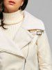 Oblique Zipper Lapel Faux Shearling Coat -  