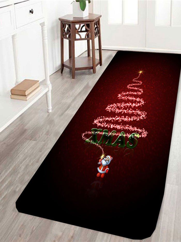 

Xmas Tree Pattern Skidproof Rug, Deep red