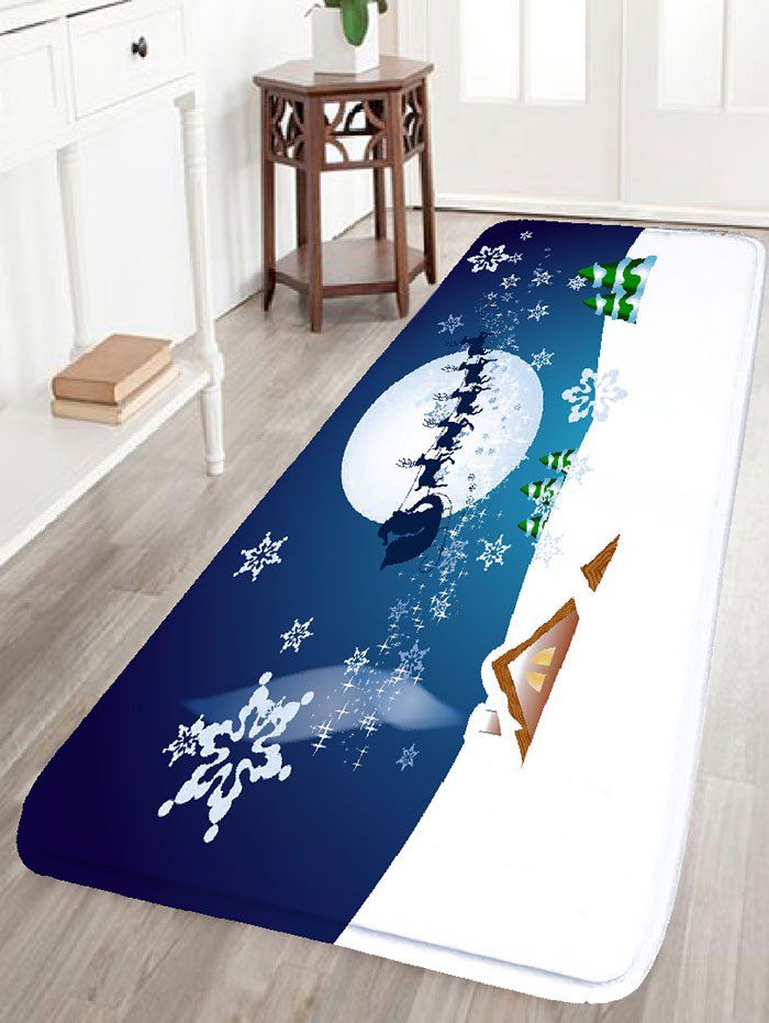 

Christmas Sled Print Flannel Antislip Area Rug, Colormix